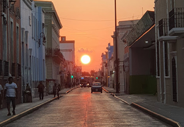 Central Avenue Paseo de Montejo in Merida with local museums, restaurants, monuments and tourist attractions.