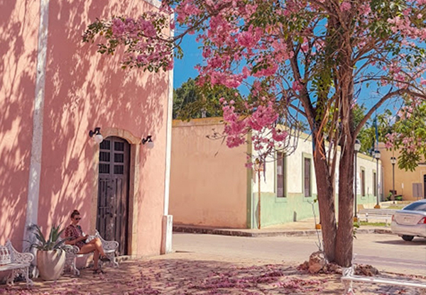 Central Avenue Paseo de Montejo in Merida with local museums, restaurants, monuments and tourist attractions.